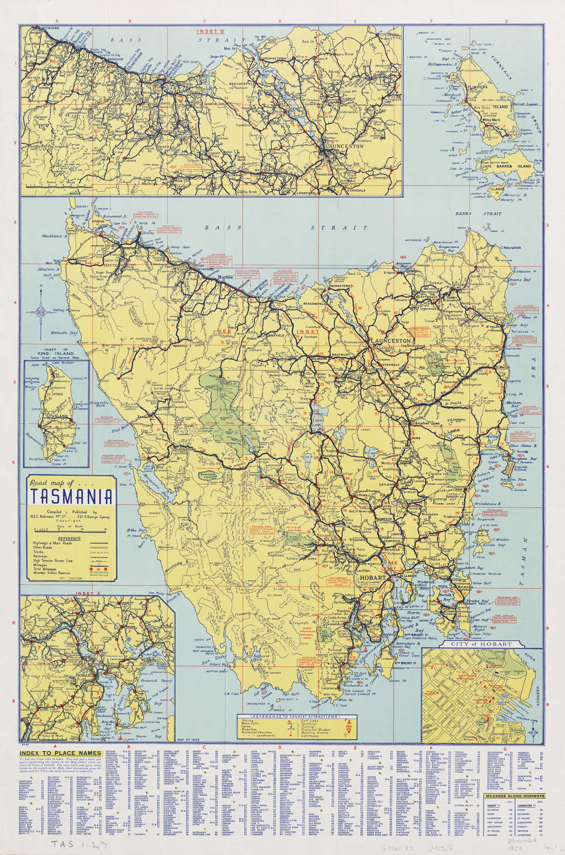 Buy vintage Wall map of Tasmania - Shop Mapworld