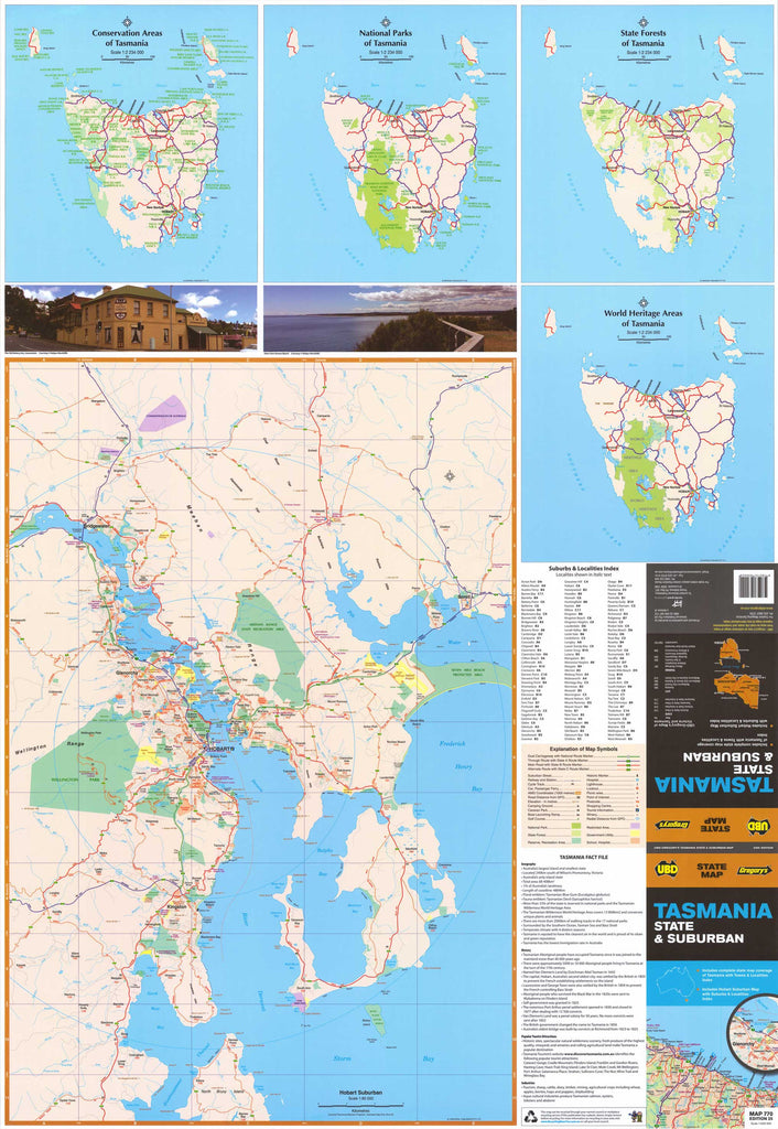 Tasmania State & Suburban Map 770 – UBD Gregory’s (29th Edition, 2023)