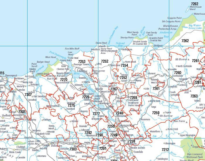 Postcode Region Map Ta Tasmania Postcode Laminated Wall Map | Mapworld