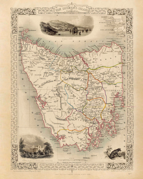 Tasmania Wall Map by John Tallis