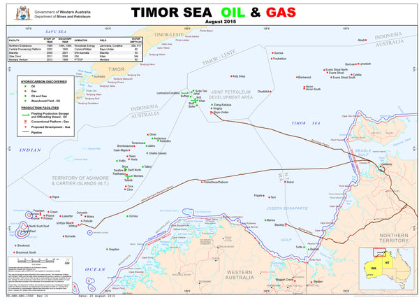 Timor Sea Oil & Gas 1300 x 900mm Wall Map