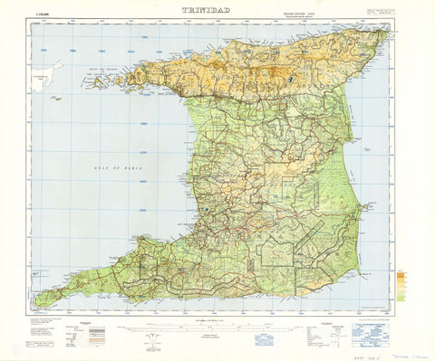 Trinidad, West Indies Ordinance Survey 1923 - Land of Calypso