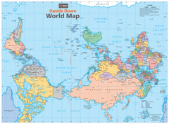 Upside Down World Map 840 x 594mm Paper Wall Map