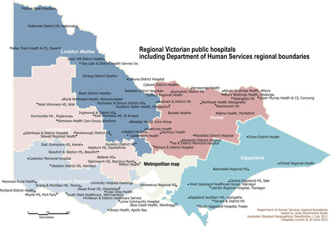 Victoria Rural Hospitals 1000 x 680mm Wall Map