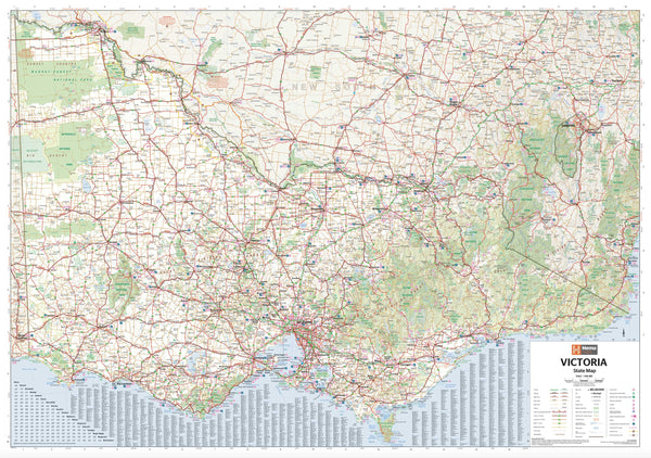 Victoria Hema 1000 x 700mm Laminated Wall Map with Hang Rails