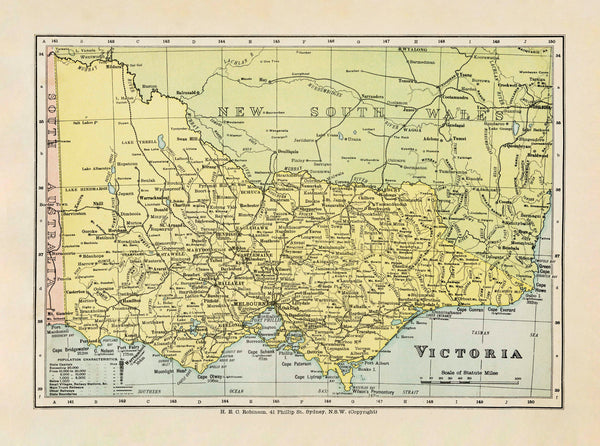 Victoria Wall Map by Robinson published 1908