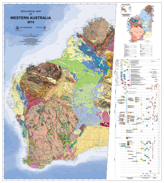 Geological Map of Western Australia 900 x 1000mm Wall Map