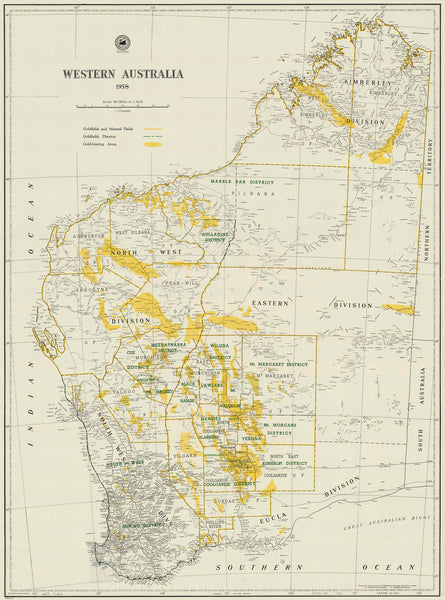 Western Australia Gold Map 1958