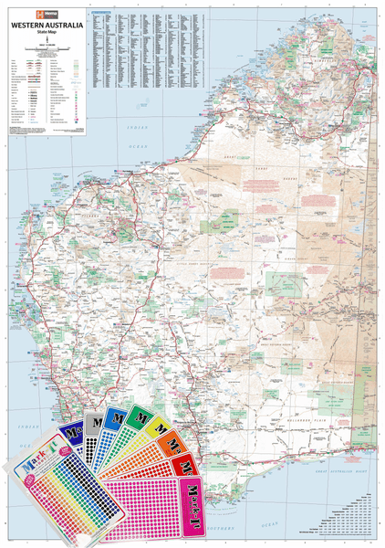 Western Australia Hema 1000 x 1430mm Supermap Laminated Wall Map with Free Map Dots