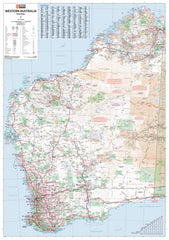 Western Australia Hema 700 x 1000mm State Laminated Wall Map with Hang Rails