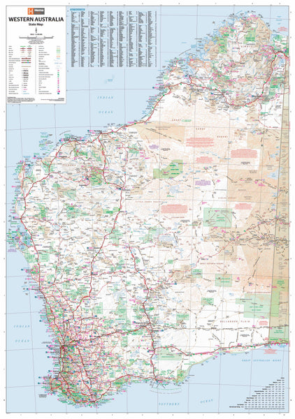 Western Australia Hema 700 x 1000mm State Canvas Wall Map
