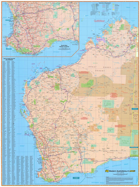 Western Australia 670 UBD map 690 x 1000mm Canvas Wall Map