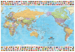World & Flags Hema Supermap 1410 x 990mm Laminated Wall Map with Hang Rails