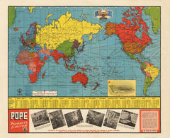 World Political (Australia Centred) Wall Map published 1944