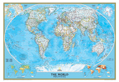 World Political National Geographic 1100 x 780mm (Africa Centred) Laminated Wall Map with Hang Rails