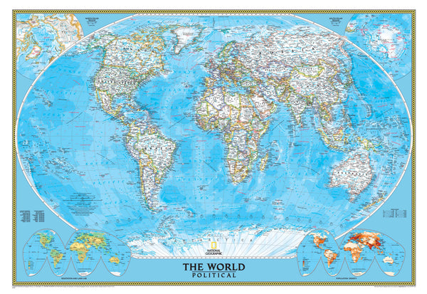 World Political National Geographic 1100 x 780mm (Africa Centred) Wall Map