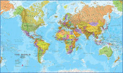 World map international 1:20 million Supermap 2000 x 1200mm Laminated Wall Map