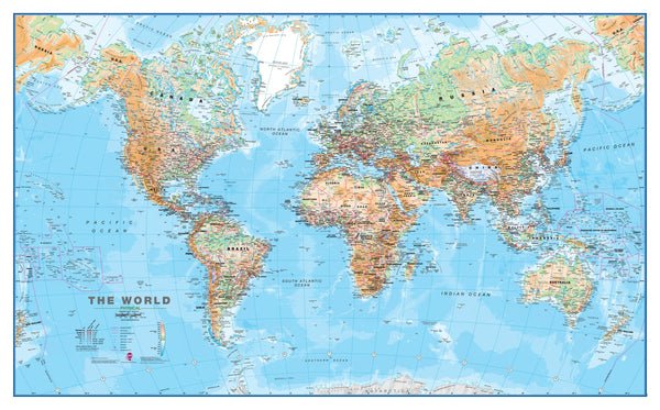 World Maps International Physical 1360 x 840mm Wall Map