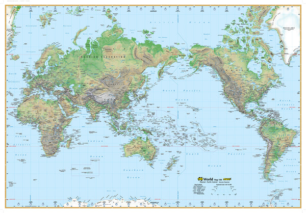 World Physical Map 100 UBD 1000 x 690mm Laminated