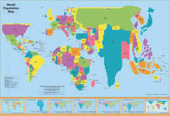 World Population 1270 x 890mm Laminated Wall Map
