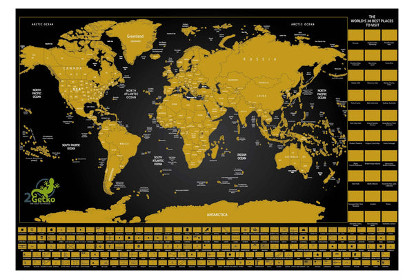 World Scratch Map with Flags