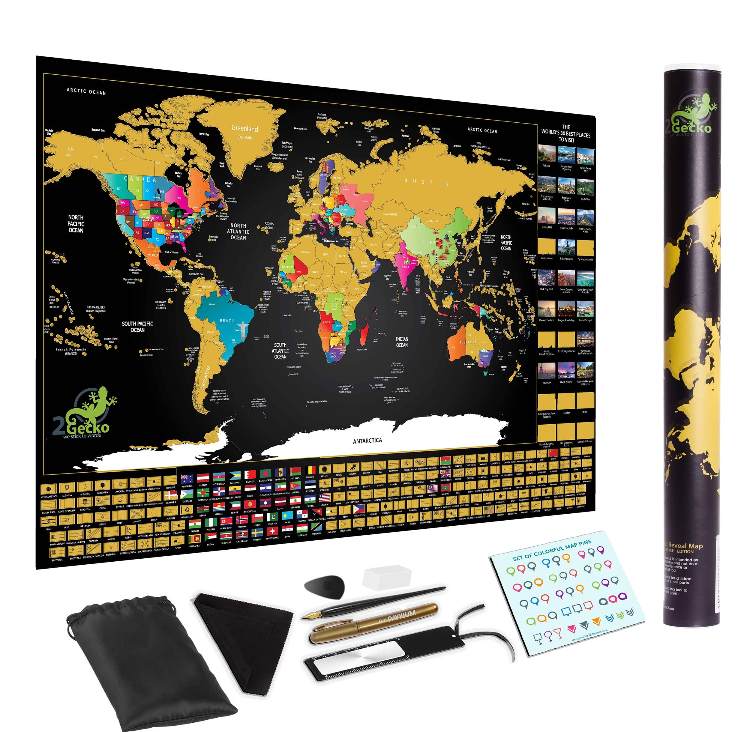 World & Flags Deluxe Scratch Map | Mapworld