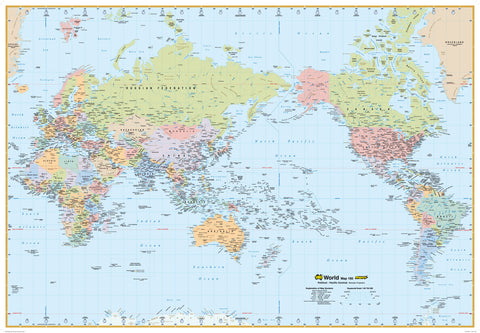 World Political 160 UBD 1000 x 690mm Laminated Wall Map