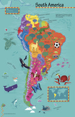 Children's South America Wall Map by Collins 492 x 760mm